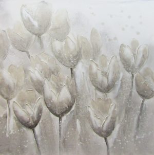 Oil On Canvas Flowers Beige 1000X1000mm