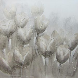 Oil On Canvas Flowers Beige 1000X1000mm