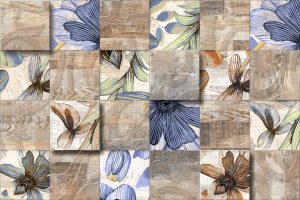 Print On Canvas Floral & Wooden Block 1200X800mm