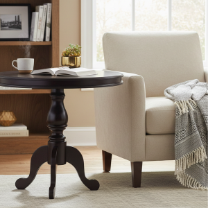 Kasari Mahogany Wood Round Wine Side Table