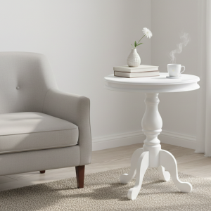 Kasari White Finish Round Side Table
