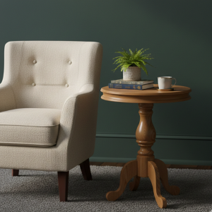 Kasari Oak Wood Round Wine Side Table