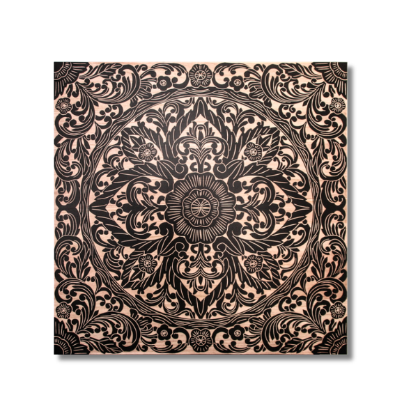 Delicately Carved Wood Art – Vintage Lace Black – 1000x1000mm