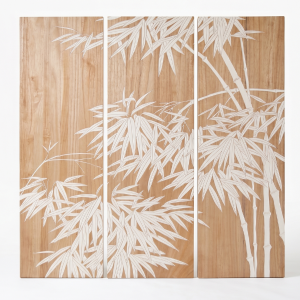 3-Panel Asian Bamboo Wood Carved Wall Art