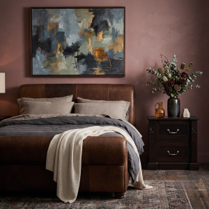 Dingaan Sleigh Leather Bed