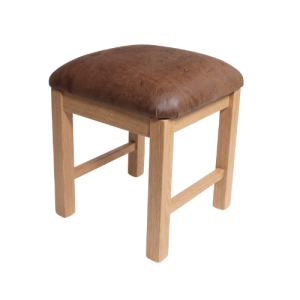 River Oak Wood Dresser Stool - Leather