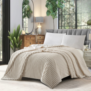 Simon Baker - Ribbed Faux Fur Blanket - Camel
