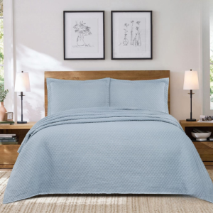 Simon Baker Stone Wash Bedspread - Ocean Blue